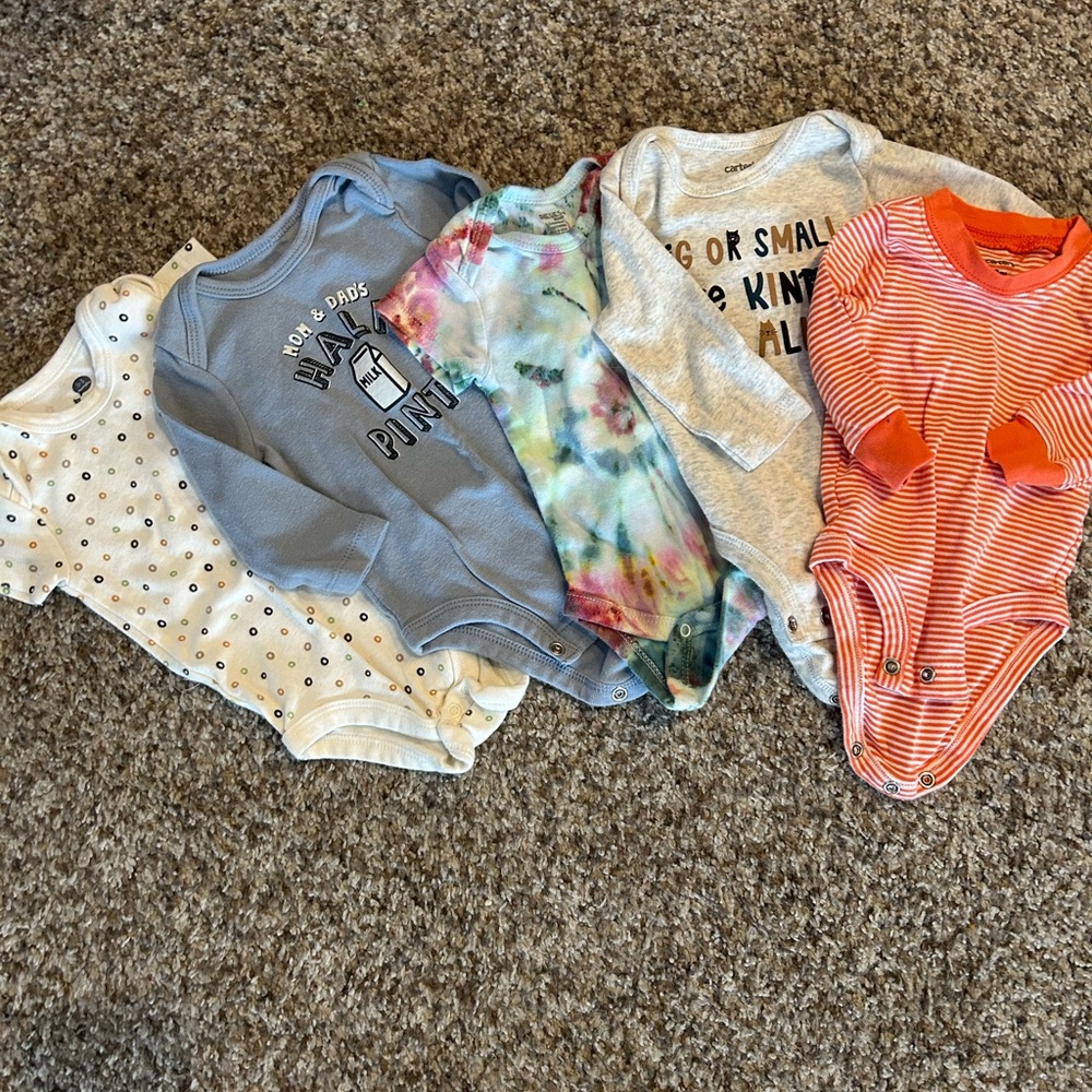 Bundle of five onesies 0-3 months